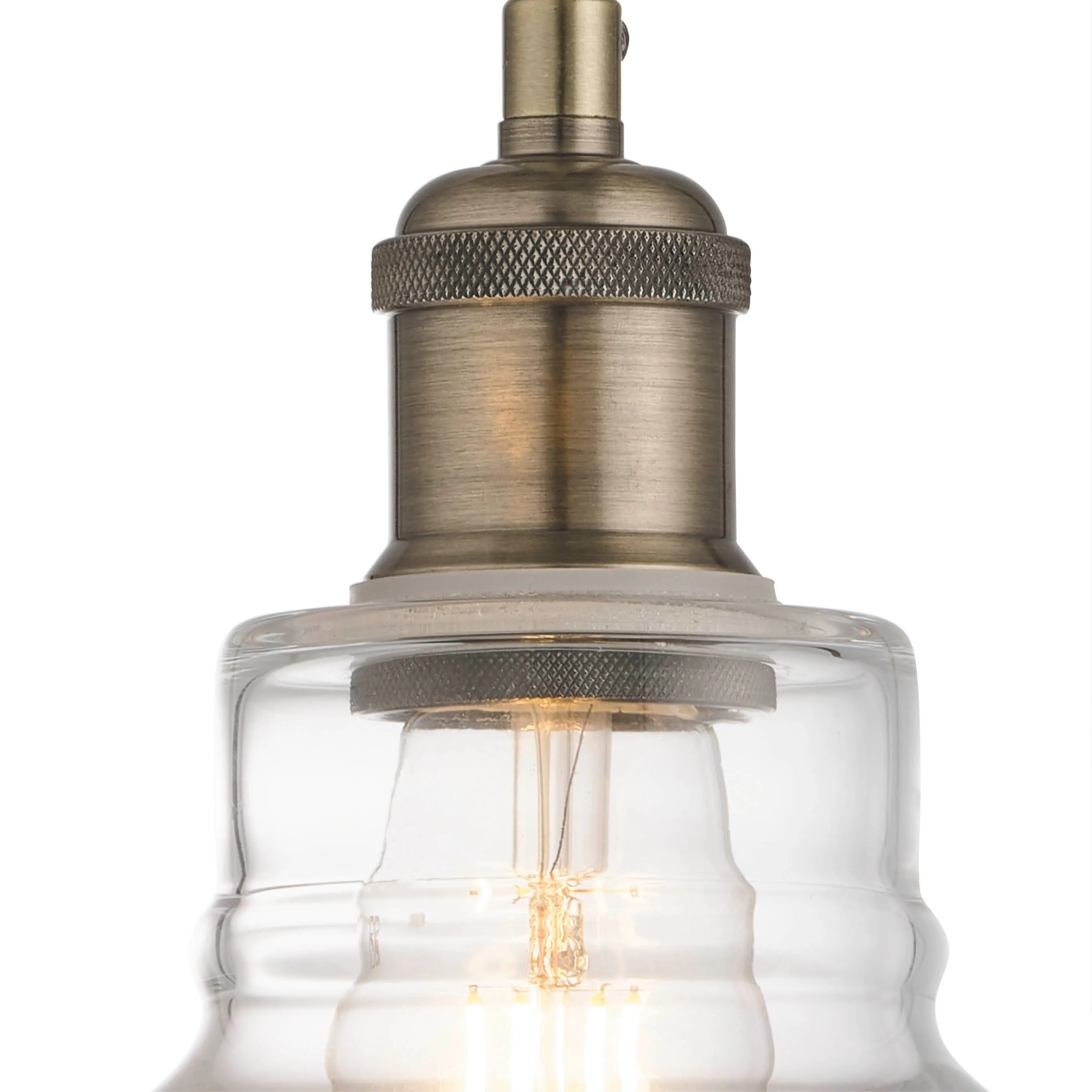 Witton Modern Glass Pendant Antique Brass Ceiling Light 28Cm