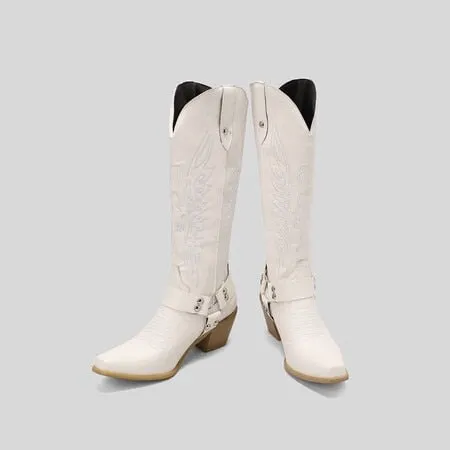 Women Mid Calf Pointed Toe Knee High Boots 2022