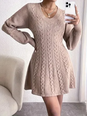 Womens ALine Flared Knit Dress  AutumnWinter