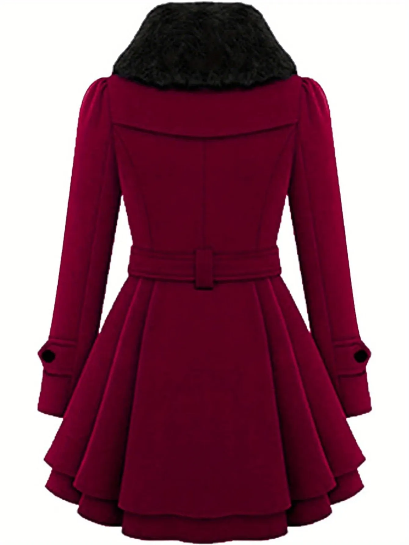 Womens Double Breasted Long Sleeve Winter Coat