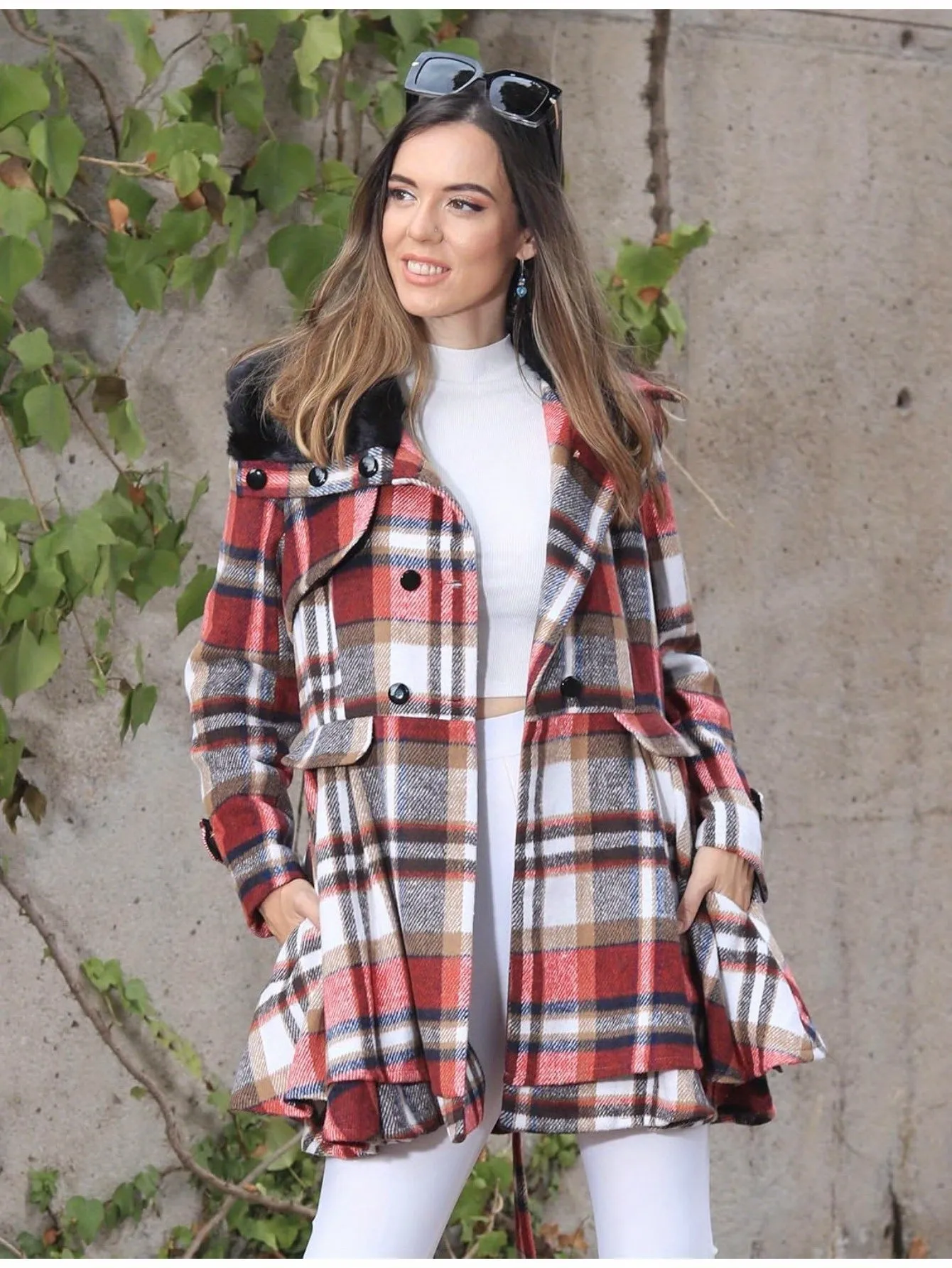 Womens Double Breasted Long Sleeve Winter Coat