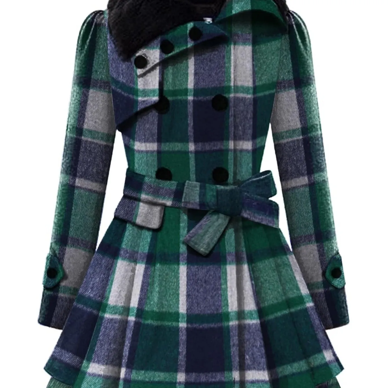 Womens Double Breasted Long Sleeve Winter Coat