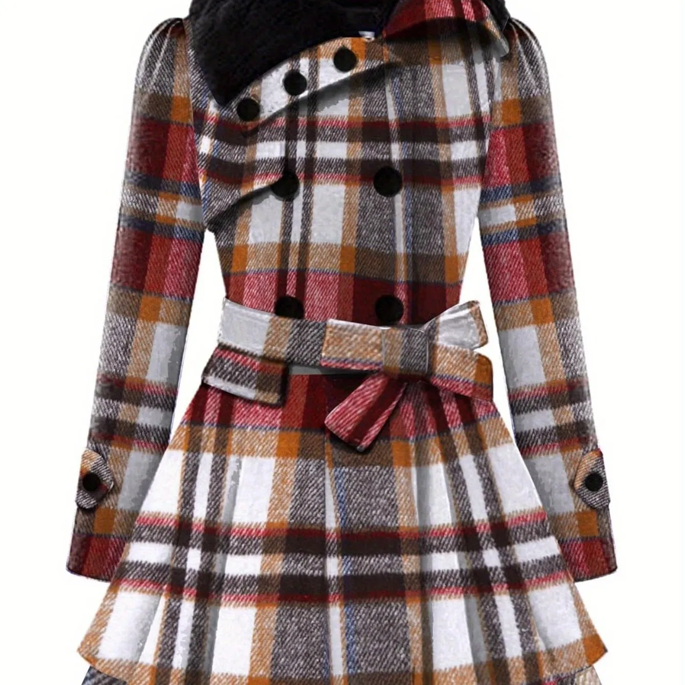Womens Double Breasted Long Sleeve Winter Coat