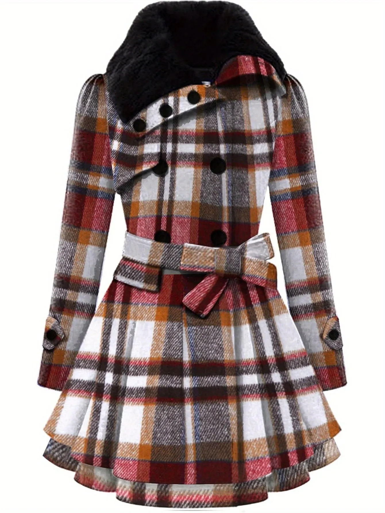 Womens Double Breasted Long Sleeve Winter Coat