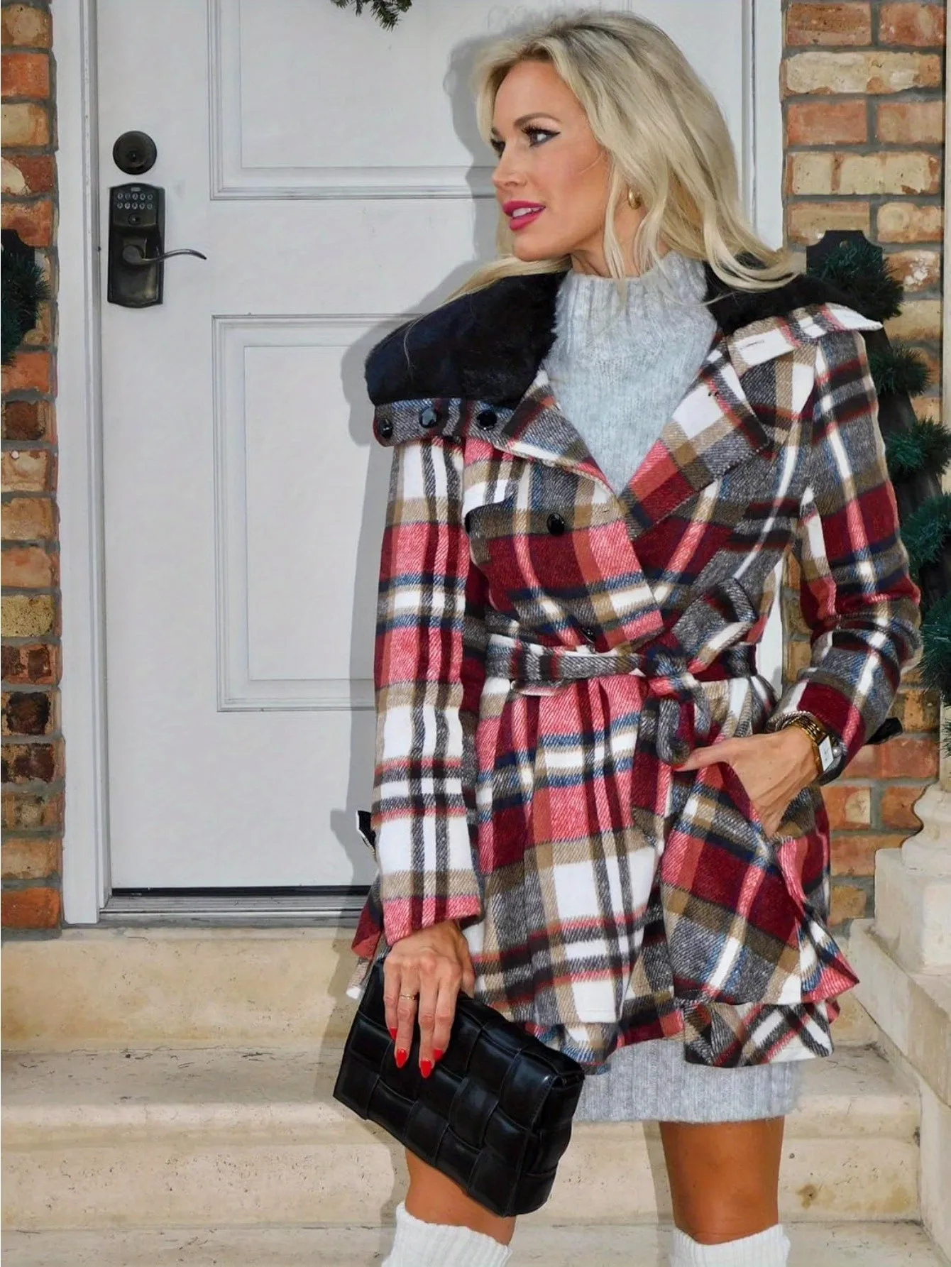 Womens Double Breasted Long Sleeve Winter Coat