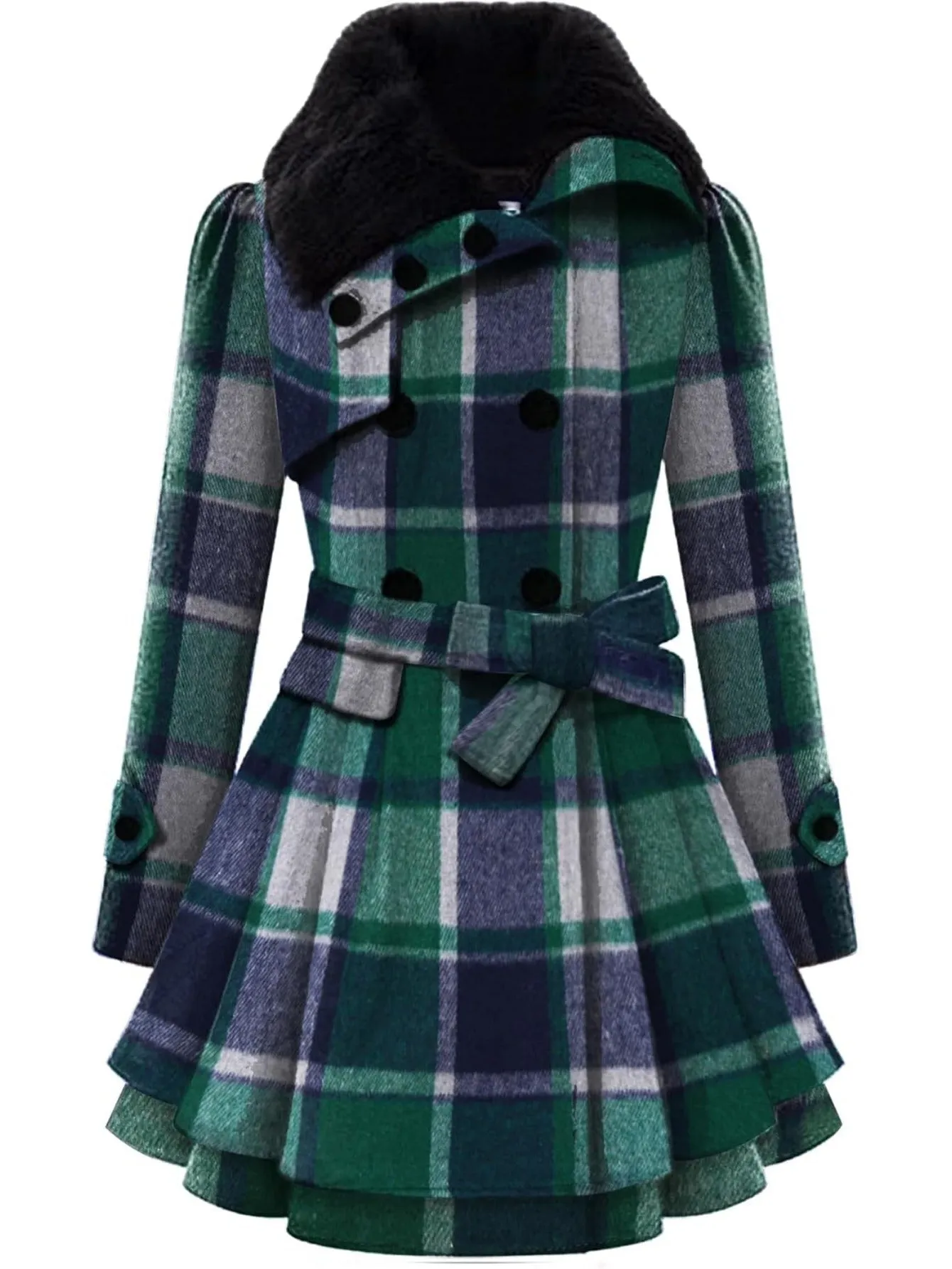Womens Double Breasted Long Sleeve Winter Coat