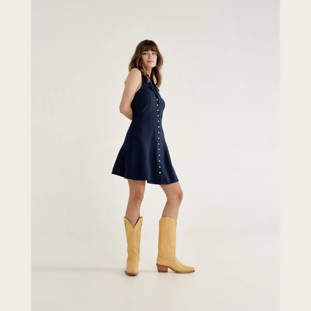 Women's Sleeveless Collared Mini Dress