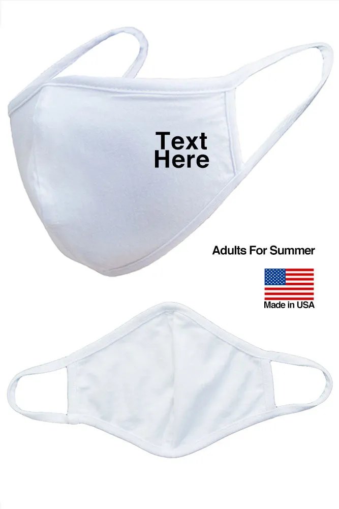Your Own Text Customization Unisex Reusable Washable Mouth Cotton Face Masks for Adults Kids - Made in USA