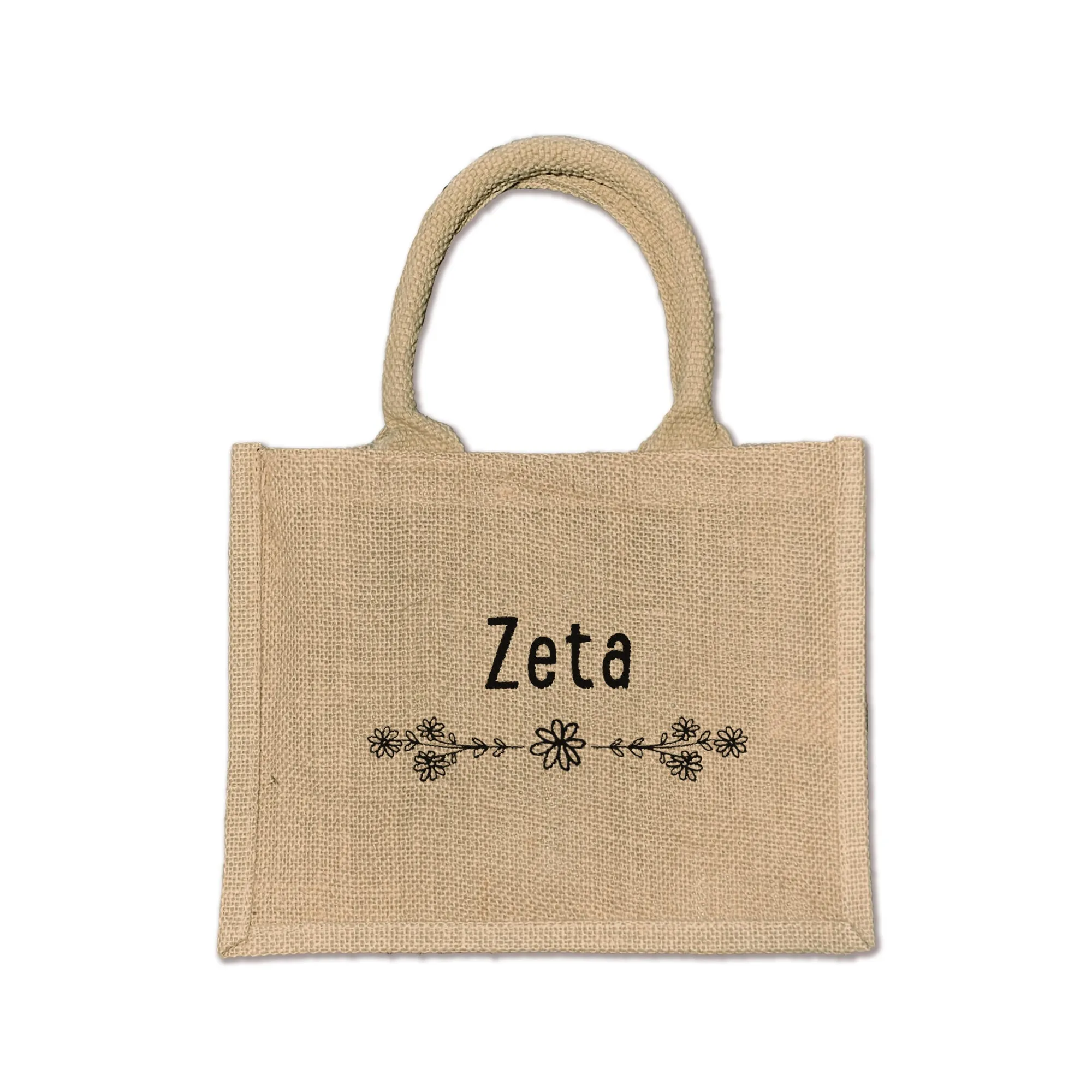 Zeta Tau Alpha  Floral Burlap Sorority Tote Bag – Perfect for Greek Life and College